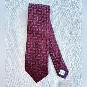 Eton 100% Silk Tie Red Paisley